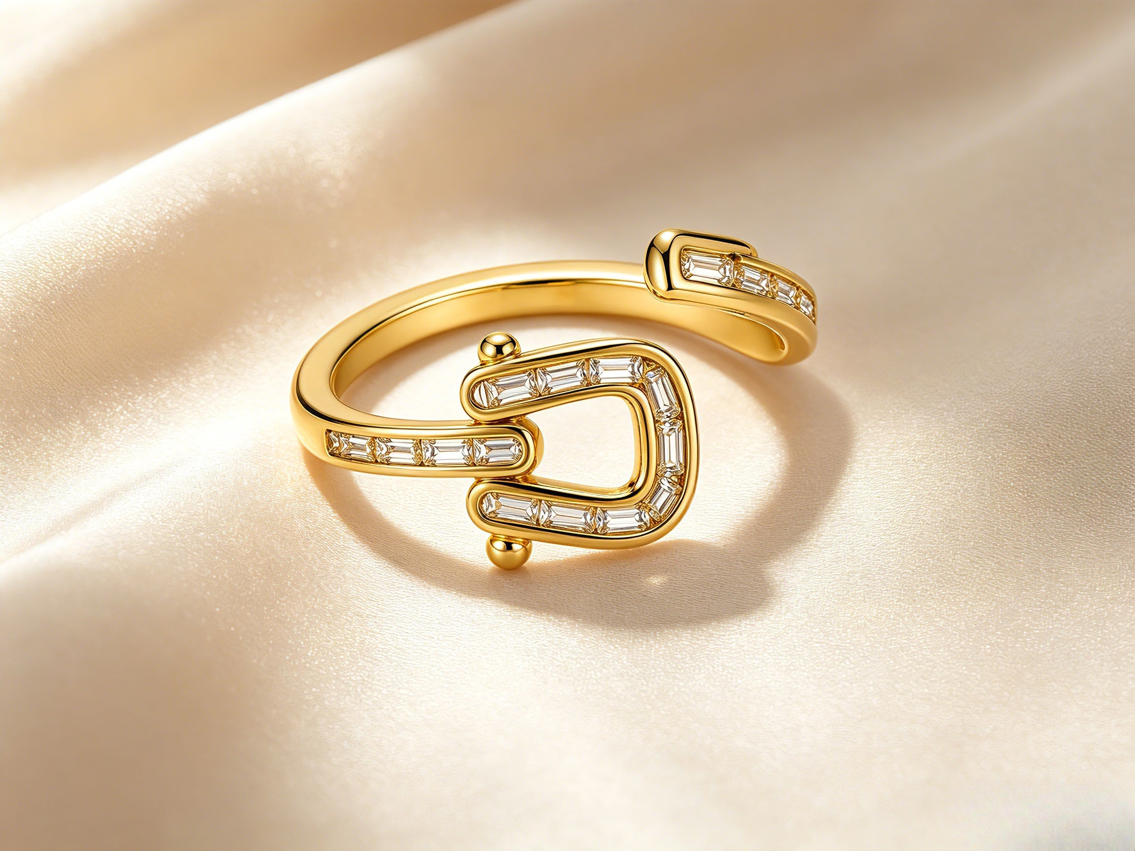 Adjustable Horseshoe Buckle Open Ring | FaeAtelier  Gold Tone Ring for Women