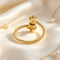 . Adjustable Twisted Rope Dual Star Open Ring