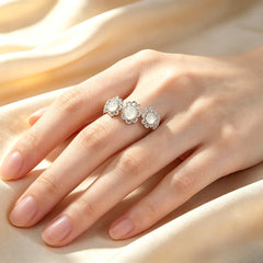 Lace Princess Three Flower Moonstone Ring｜FaeAtelier
