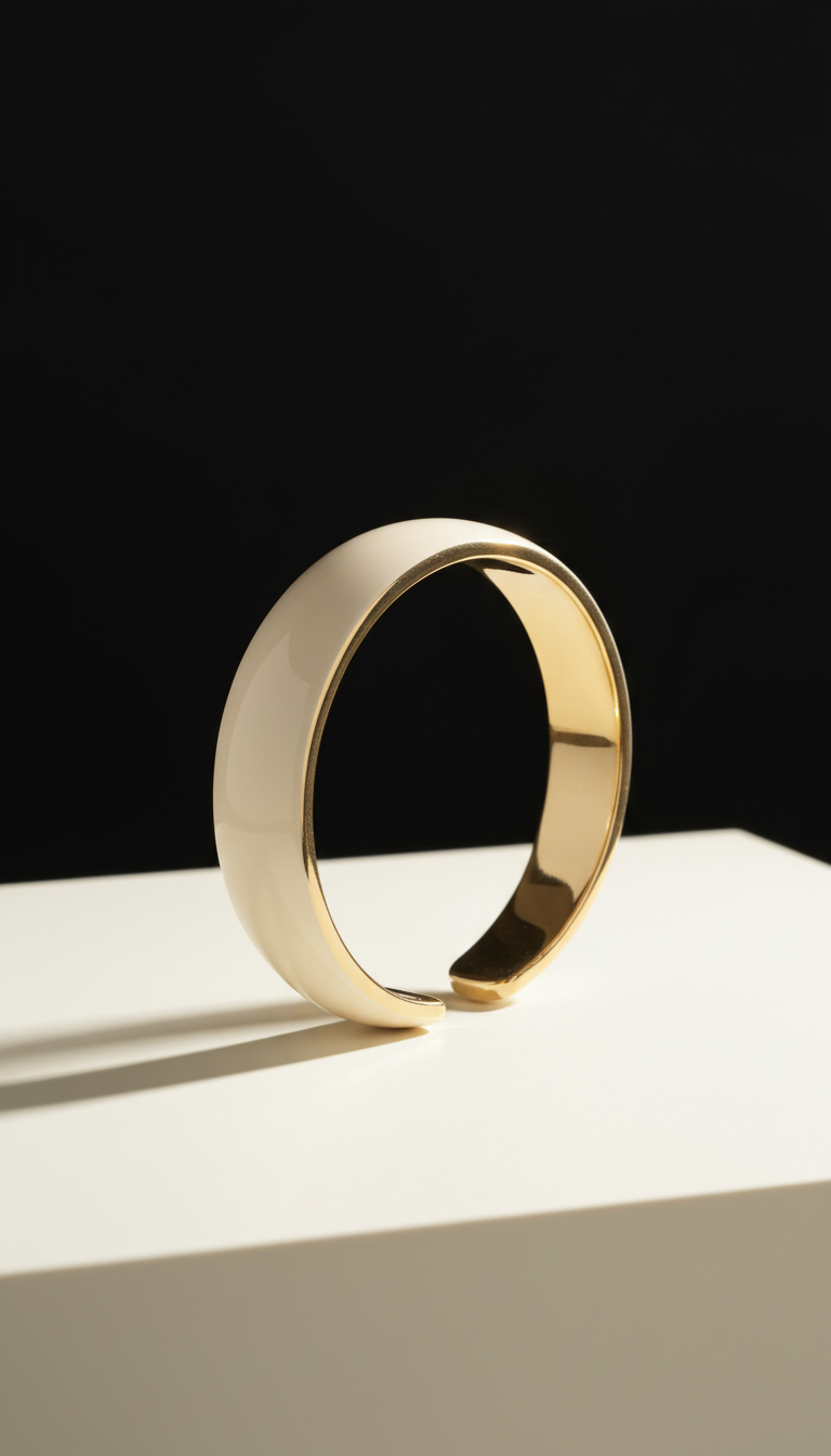 Cream Gold Minimalist Cuff Bracelet