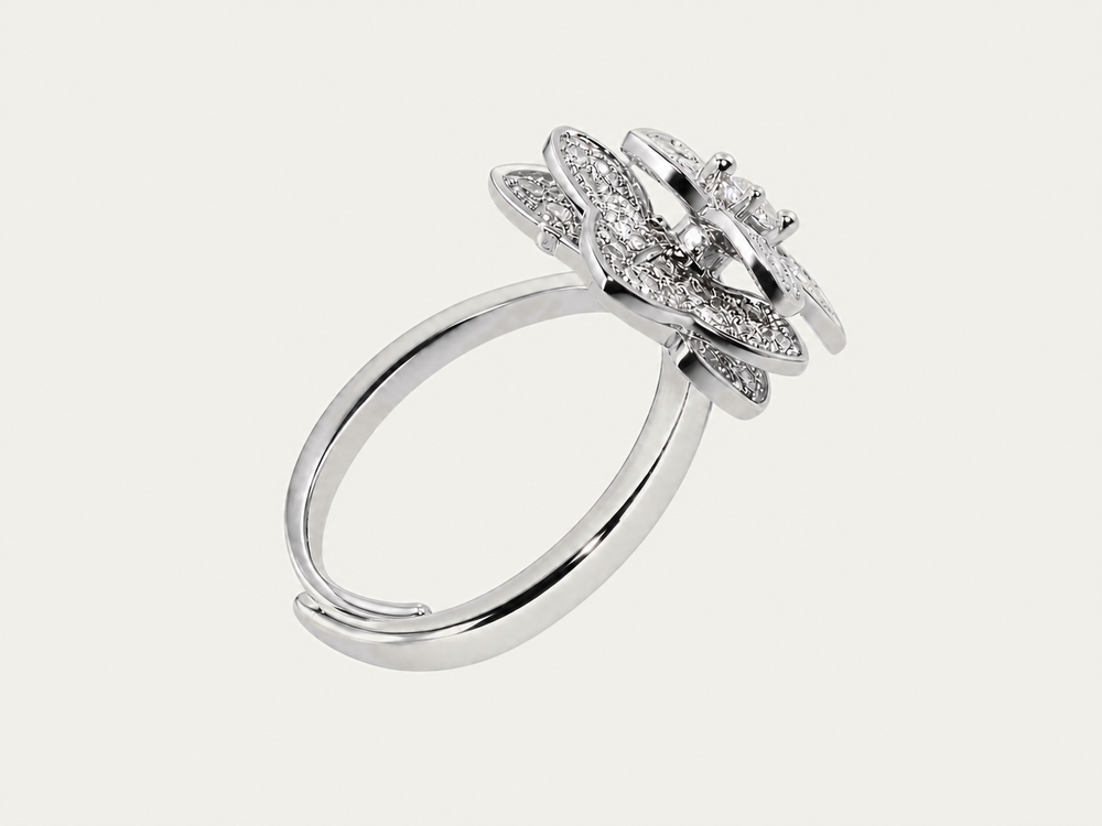 Spinning Stress Relief Camellia Lucky Ring