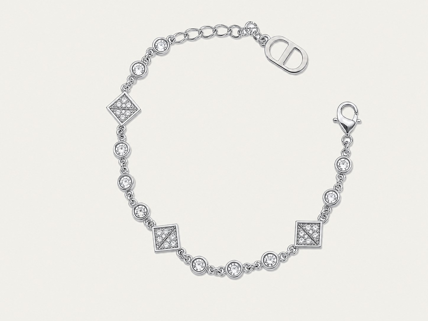 French Daily Spark D Crystal Silver Bracelet