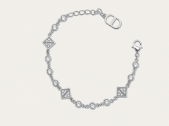 French Daily Spark D Crystal Silver Bracelet