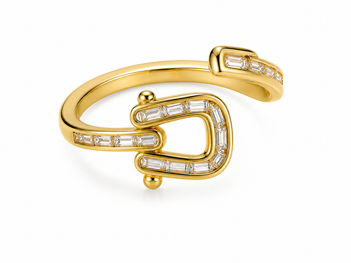 Baguette Crystal Loop Open Ring