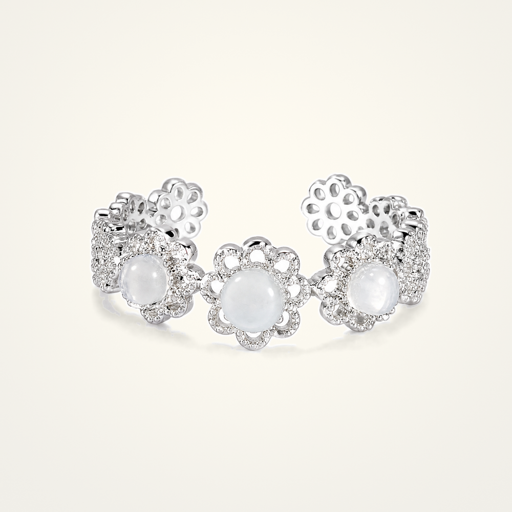 Lace Princess Three Flower Moonstone Ring
