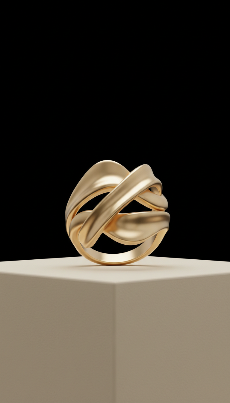 Cream Gold Sculptural Ring