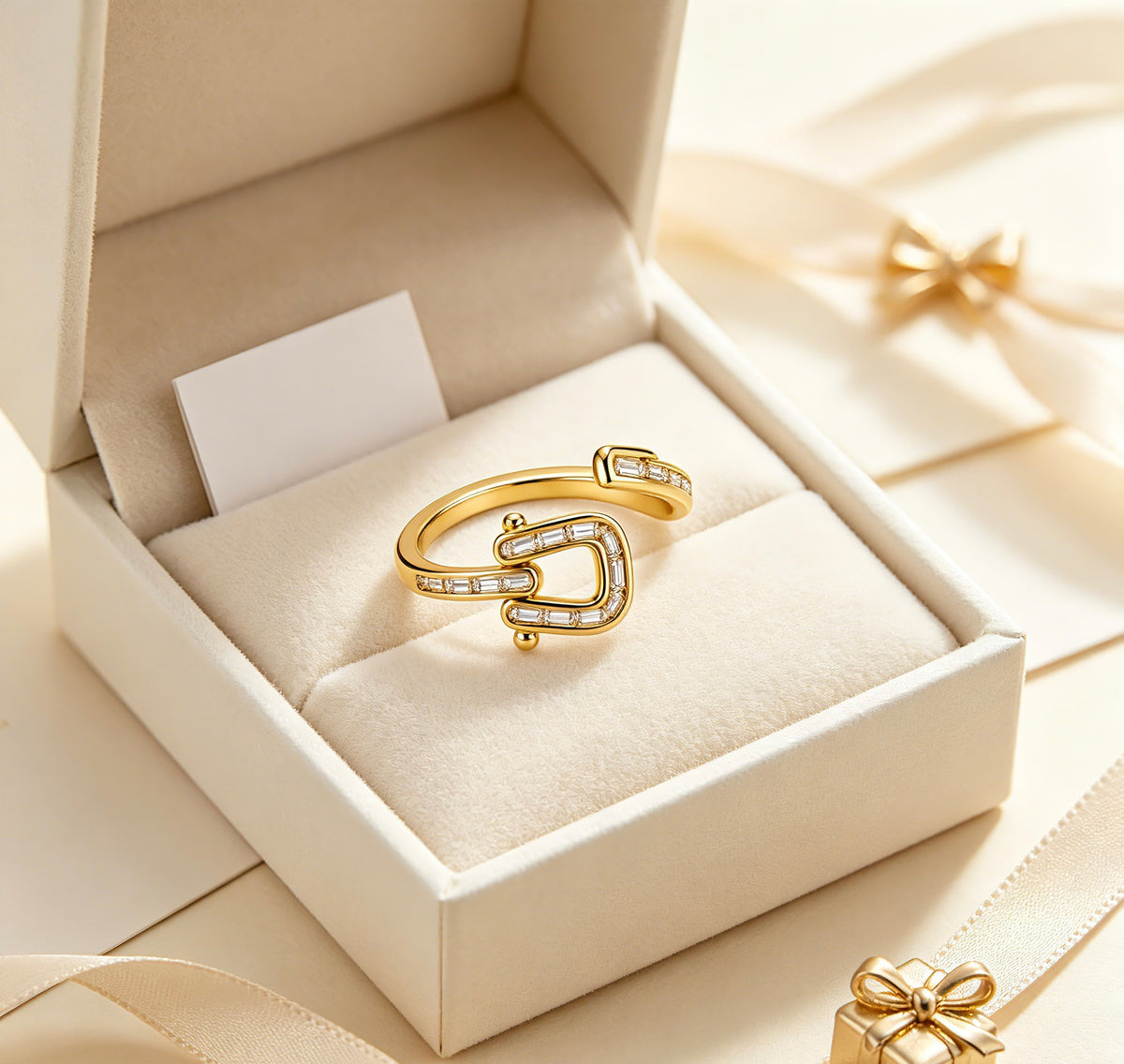Adjustable Horseshoe Buckle Open Ring | FaeAtelier  Gold Tone Ring for Women