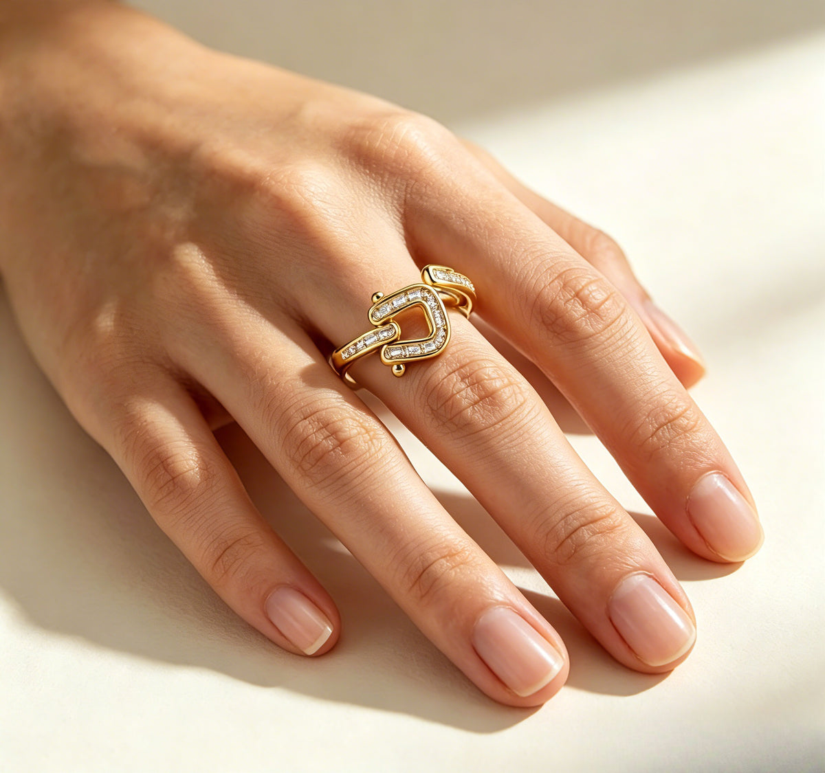 Adjustable Horseshoe Buckle Open Ring | FaeAtelier  Gold Tone Ring for Women