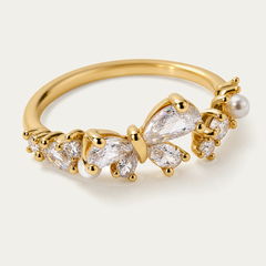 Double Butterfly Pearl Ring fits every finger